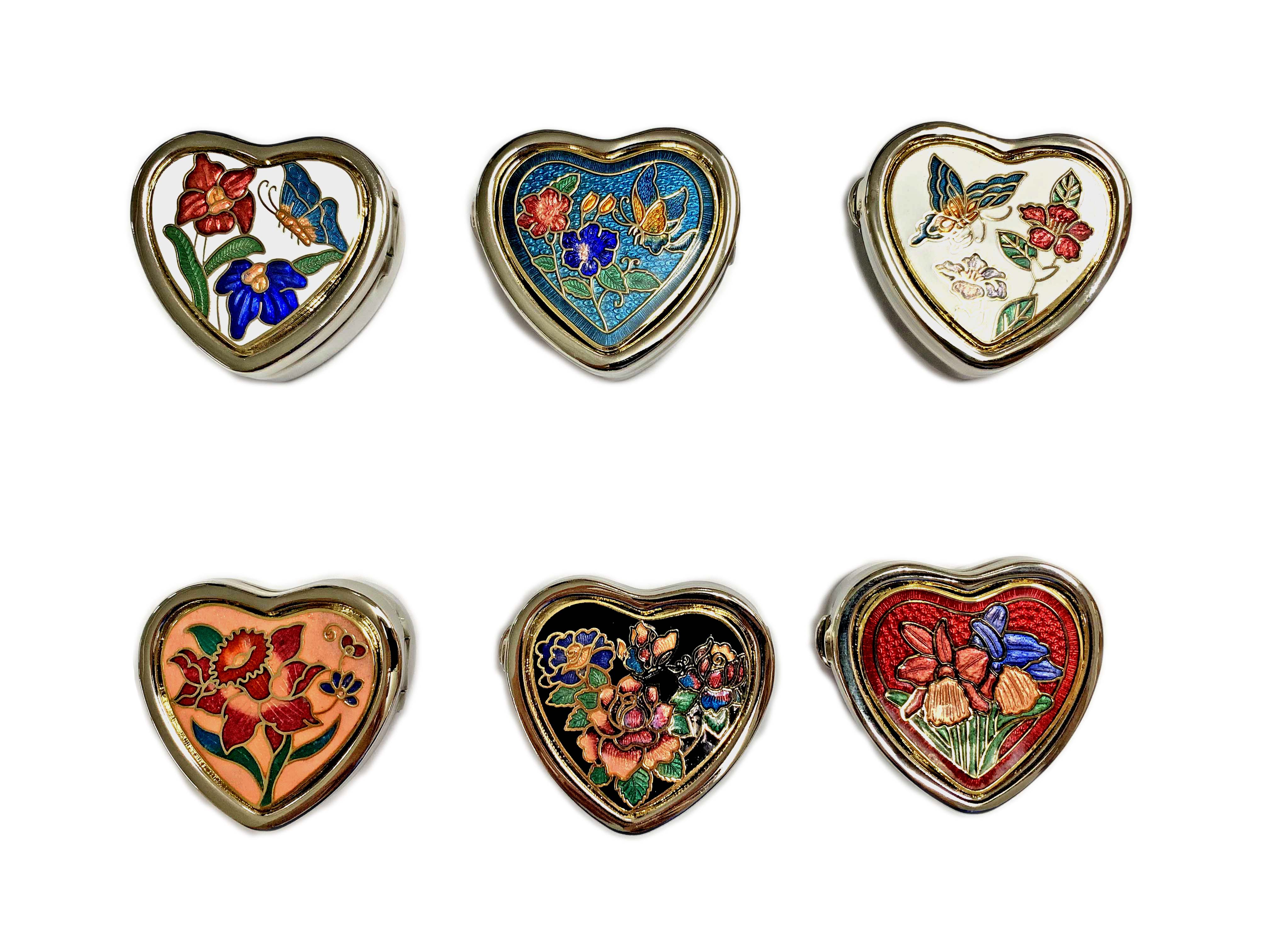 small heart-shaped enamel pill box